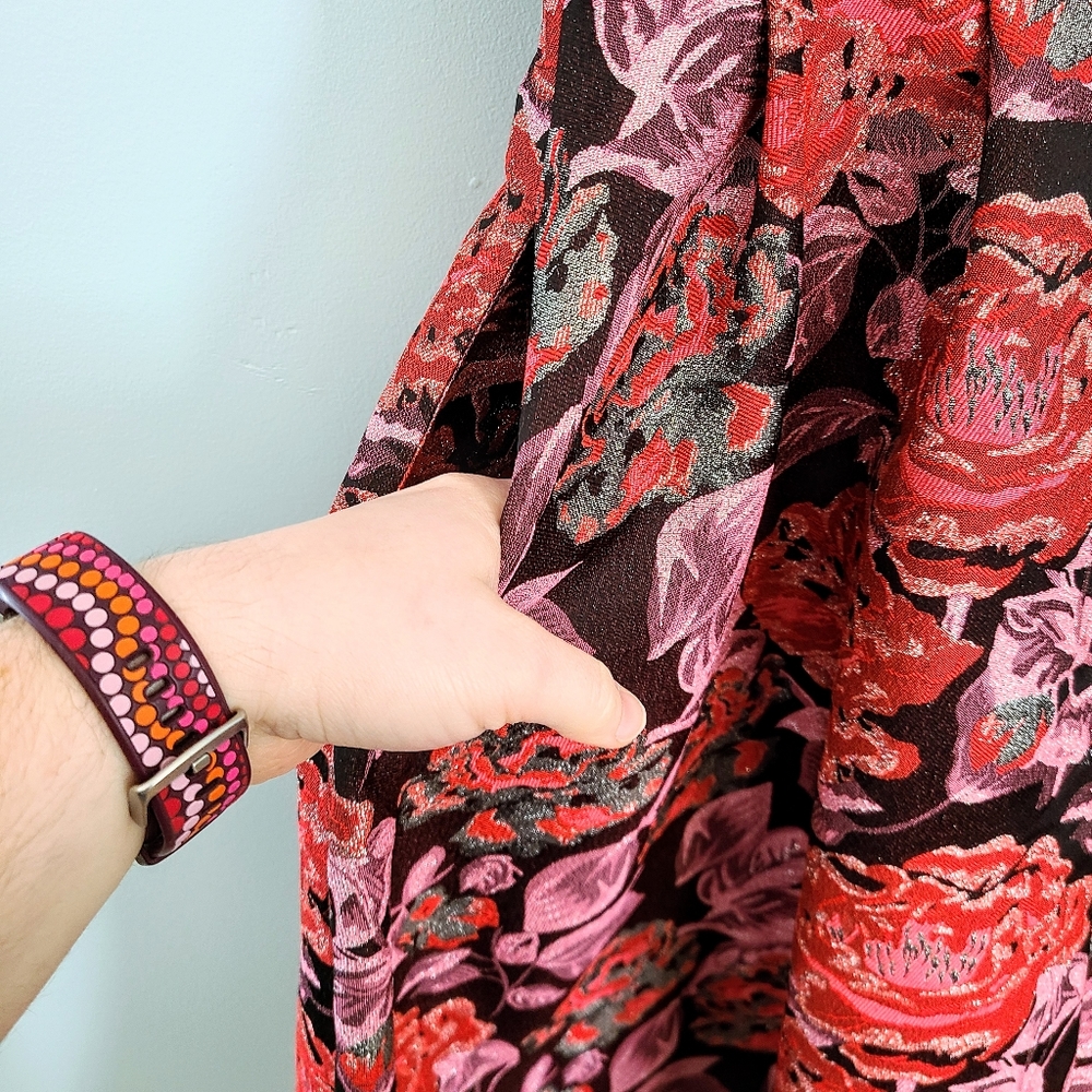 Eva Mendes NY & Co. Embroidered Floral Damask Fit-and-Flare Dress w/ Pockets! - Picture 6 of 7